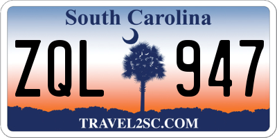 SC license plate ZQL947