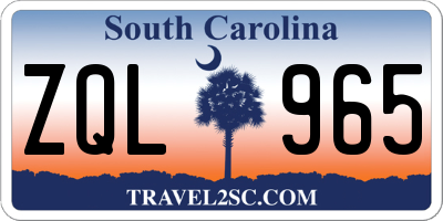 SC license plate ZQL965