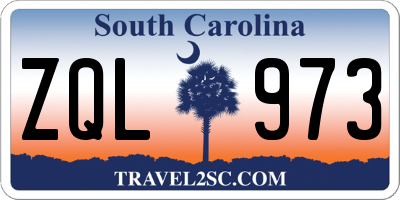 SC license plate ZQL973