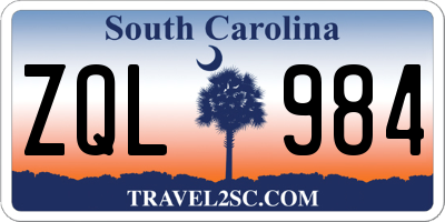SC license plate ZQL984