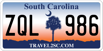 SC license plate ZQL986
