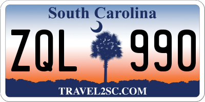 SC license plate ZQL990
