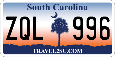 SC license plate ZQL996
