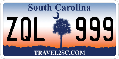 SC license plate ZQL999