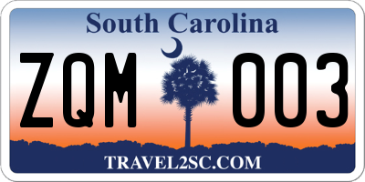 SC license plate ZQM003