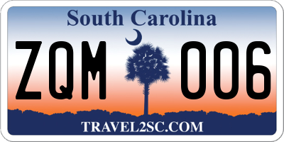 SC license plate ZQM006
