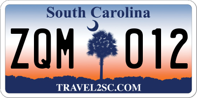 SC license plate ZQM012