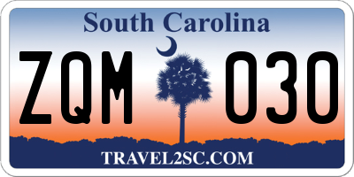 SC license plate ZQM030