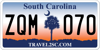 SC license plate ZQM070