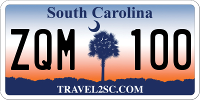 SC license plate ZQM100