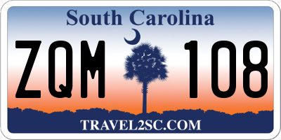 SC license plate ZQM108