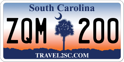 SC license plate ZQM200