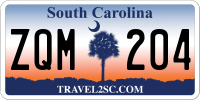 SC license plate ZQM204