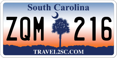 SC license plate ZQM216