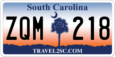 SC license plate ZQM218