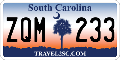 SC license plate ZQM233