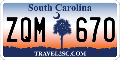 SC license plate ZQM670
