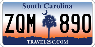 SC license plate ZQM890