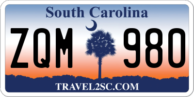 SC license plate ZQM980