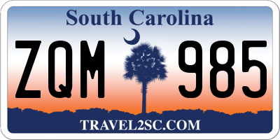 SC license plate ZQM985