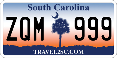 SC license plate ZQM999