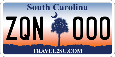 SC license plate ZQN000