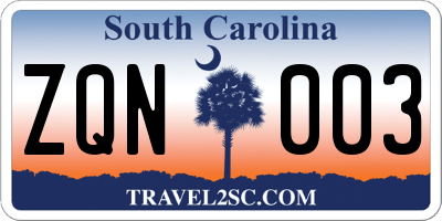 SC license plate ZQN003