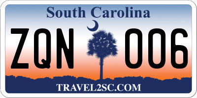 SC license plate ZQN006