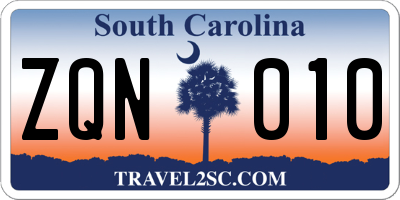 SC license plate ZQN010