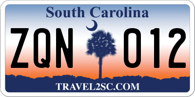 SC license plate ZQN012