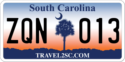 SC license plate ZQN013
