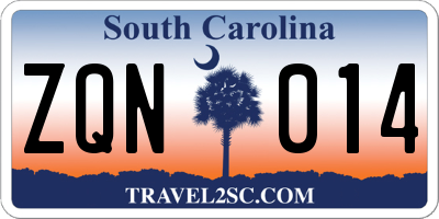 SC license plate ZQN014