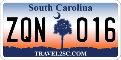 SC license plate ZQN016