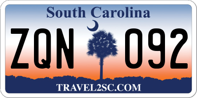 SC license plate ZQN092