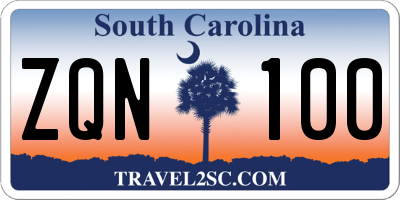 SC license plate ZQN100