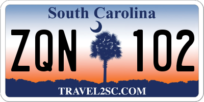 SC license plate ZQN102