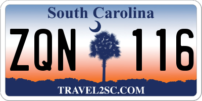 SC license plate ZQN116