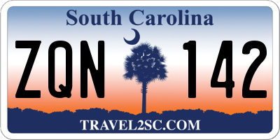 SC license plate ZQN142