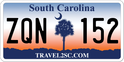 SC license plate ZQN152