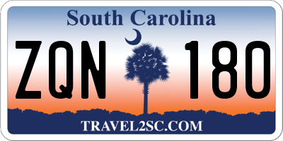 SC license plate ZQN180