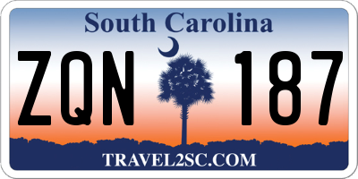 SC license plate ZQN187