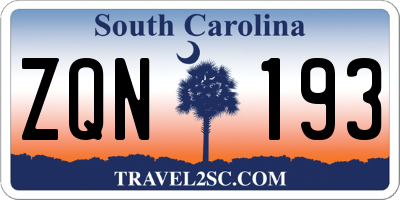 SC license plate ZQN193