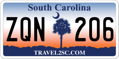 SC license plate ZQN206