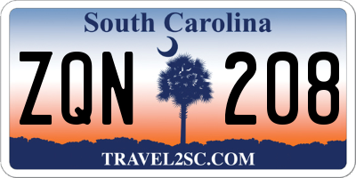 SC license plate ZQN208