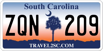 SC license plate ZQN209
