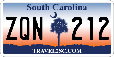 SC license plate ZQN212