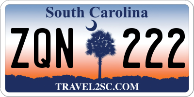 SC license plate ZQN222