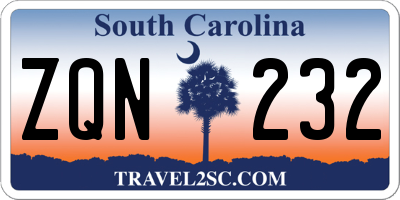SC license plate ZQN232