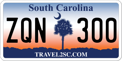 SC license plate ZQN300