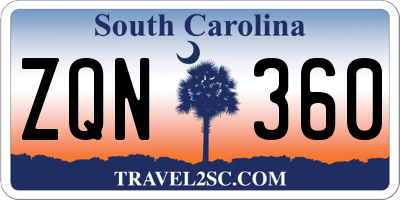 SC license plate ZQN360
